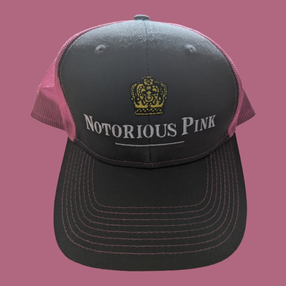 Notorious Pink crown logo trucker hat